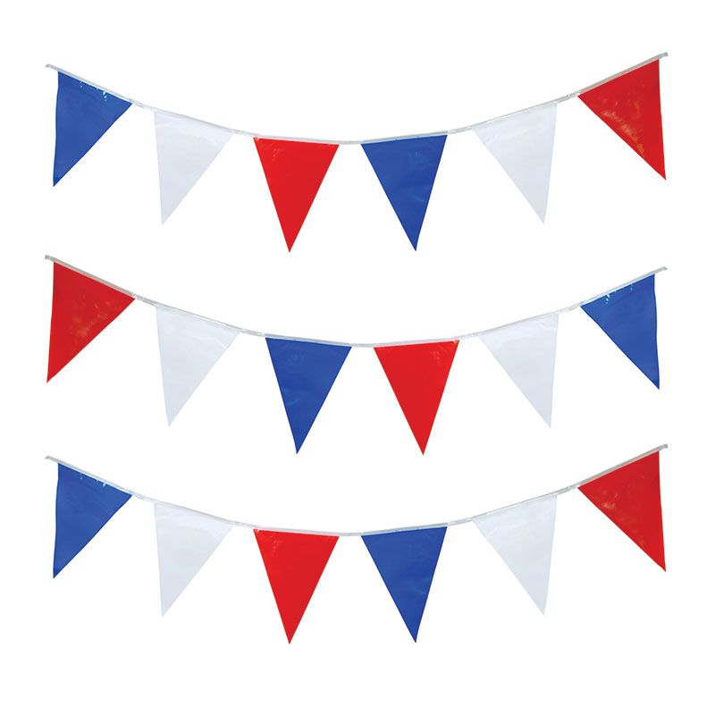 Bunting 7m Red/White/Blue Triangles x 25